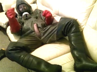 Heavy rubber suit and new waders wank