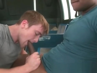 Horny whiteboy loving some black cock in the city bus