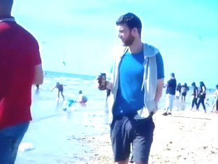Hands in Pants at The Beach Steps Shameless Male Adjustment Trackies Brit