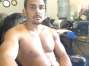 Juicy male is beating off in the apartment and shooting himself on web cam