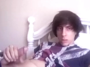 Comely gay is frigging in his room and shooting himself on computer webcam