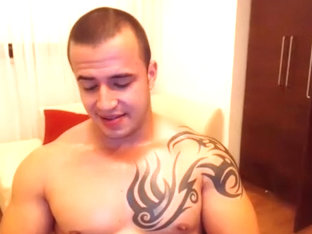 Winsome boyfriend is beating off in the apartment and memorializing himself on web cam