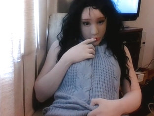 female mask jerkoff in chair