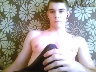 Attractive boyfriend is frigging in his room and filming himself on computer webcam