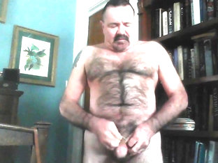 Nasty Hairy Daddy Jacks into a condom